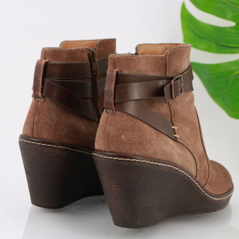 Sofft Womens Caralee Boot Size 9 Brown Suede Wedge Heel Bootie Ankle Strap Comfy - Picture 5 of 12